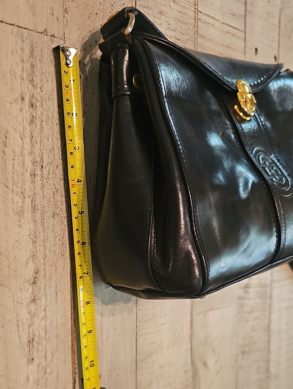 Marino Orlandi Black Leather Crossbody with Gold-Tone Lock - Picture 8 of 8